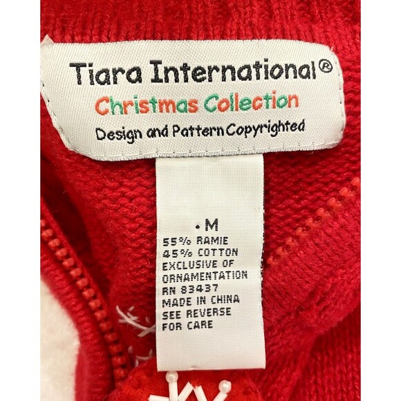 Vintage Tiara International Christmas Collection Snowman Cardigan Sweater Size M - Picture 3 of 14